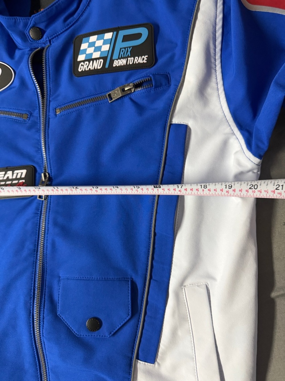 Blue & White Men's Racing Jacket - Picture 2 of 9